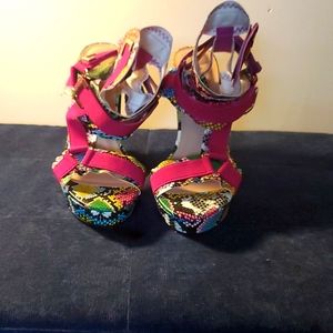 Never Worn 4 1/2 inch Multicolor Platform High Heel Shoe